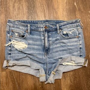 American Eagle Outfitters Light Blue Distressed Denim Shorts